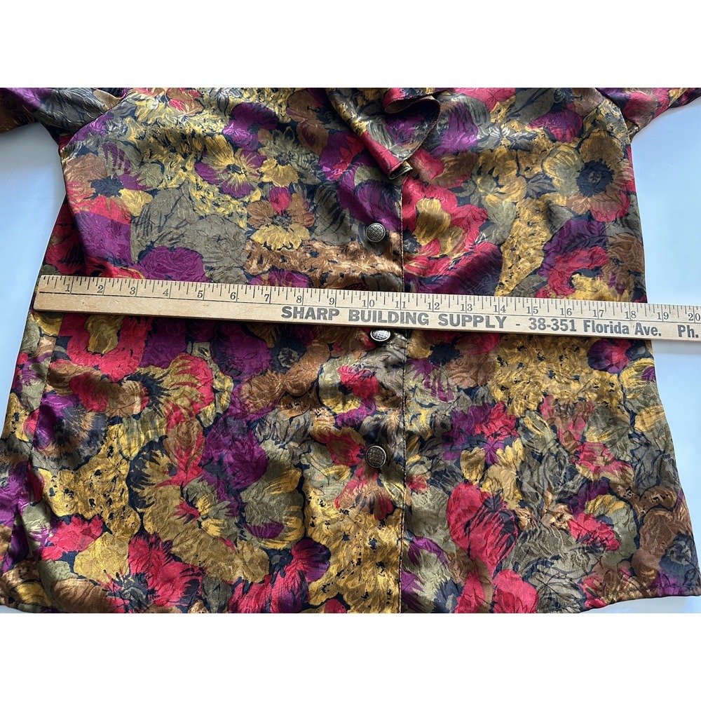 VTG Chic Top Office Secretary Eva Laurel Floral Blouse Career Sz 6 - Picture 14 of 16